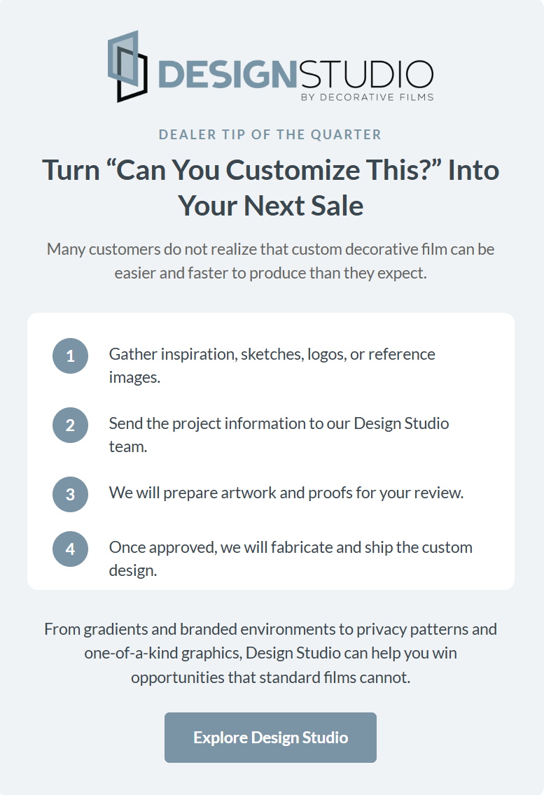 Design Studio Dealer Tip of the Quarter